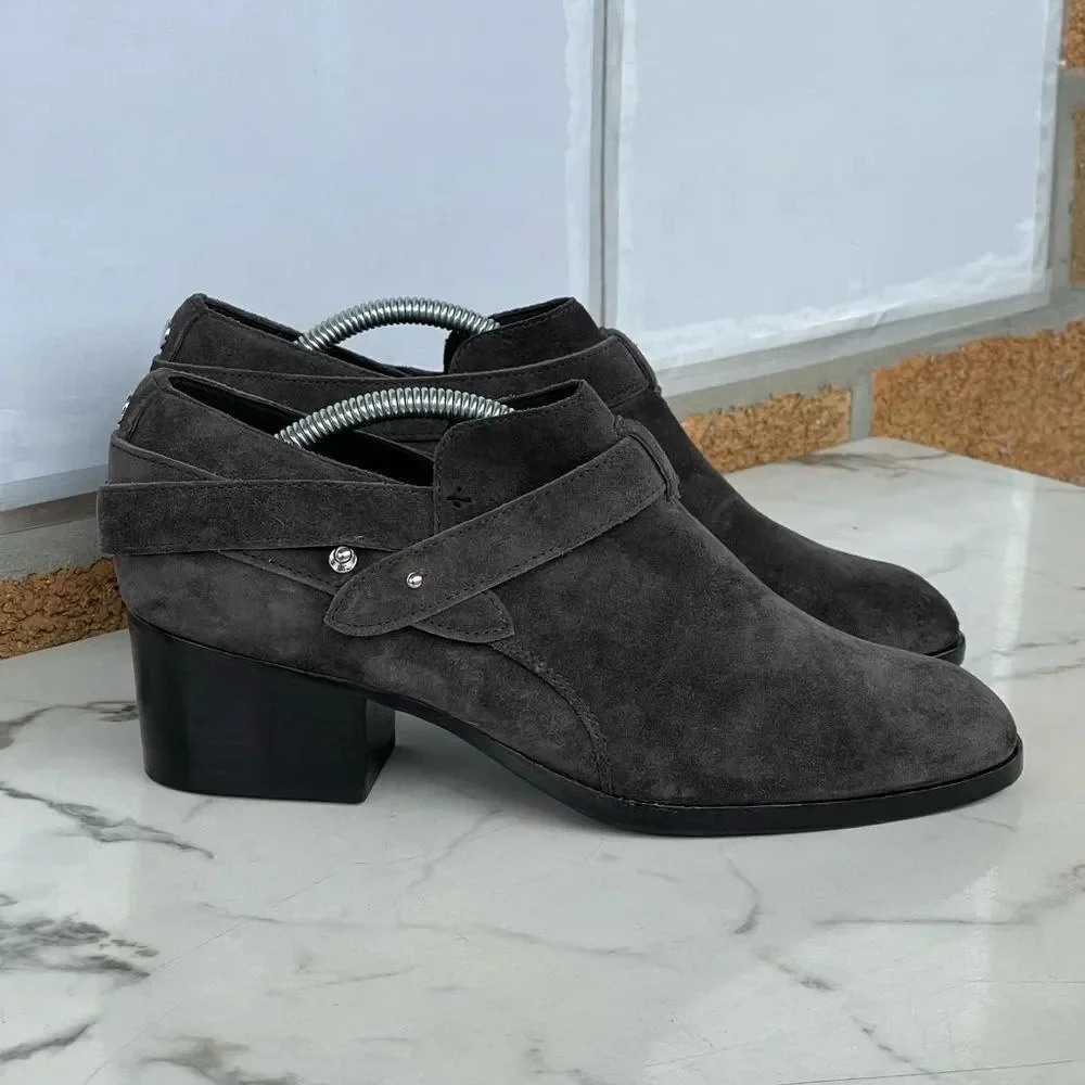 Rag & Bone Harley Ankle Booties In Dark Gray 38.5